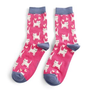 Miss Sparrow Socken Bamboo Sleepy Cats hot pink