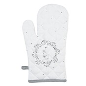 Clayre & Eef Oven mitt Cat white/grey