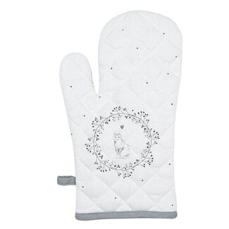 Clayre & Eef Oven mitt Cat white/grey