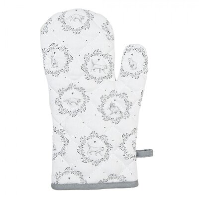 Clayre & Eef Oven mitt Cat white/grey