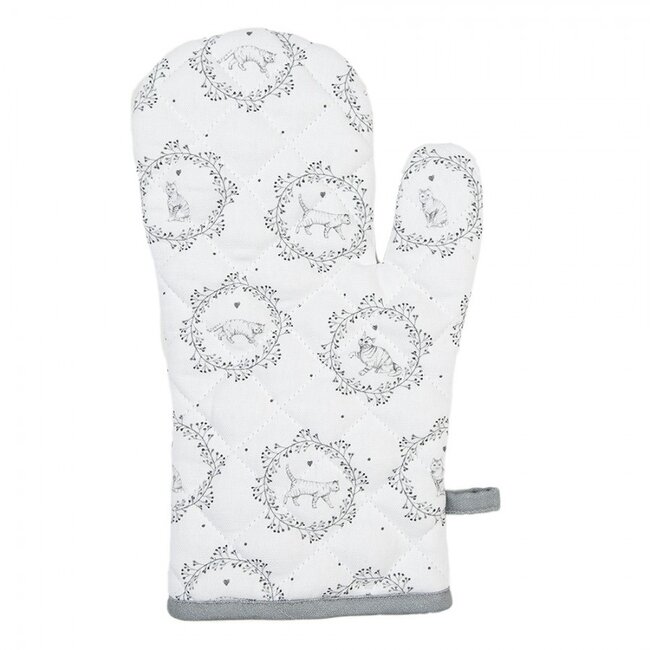 Ofenhandschuh Cat white/grey