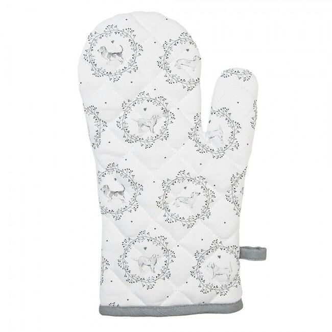 Ofenhandschuh Dog white/grey