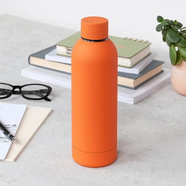 Edelstahl-Flasche Gummiert orange