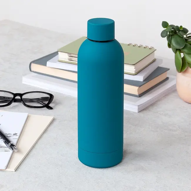 Edelstahl-Flasche Gummiert petrol