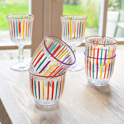 Talking Tables Glass Tumbler Bright-Striped multi colour