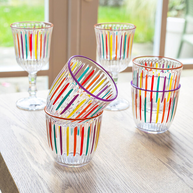Glas Tumbler Bright-Striped multi colour