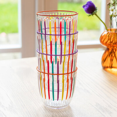 Talking Tables Glass Tumbler Bright-Striped multi colour