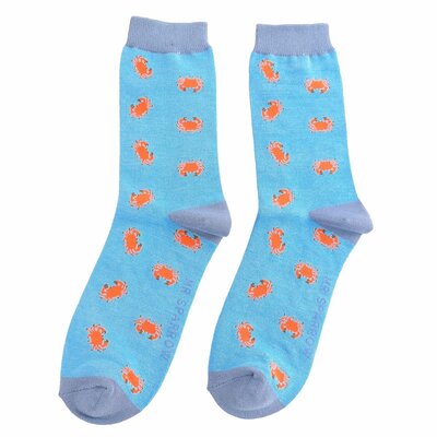 Miss Sparrow Mens Socks Bamboo Crabs sky