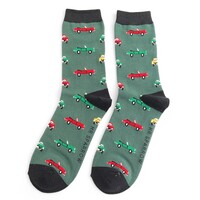 Miss Sparrow Mens Socks Bamboo Classic Cars green