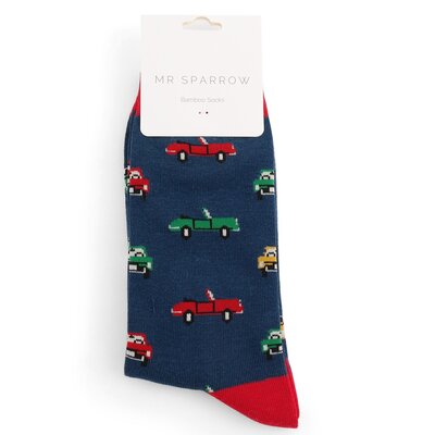 Miss Sparrow Mens Socks Bamboo Classic Cars navy