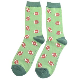 Miss Sparrow Mens Socks Bamboo Rugby Balls green