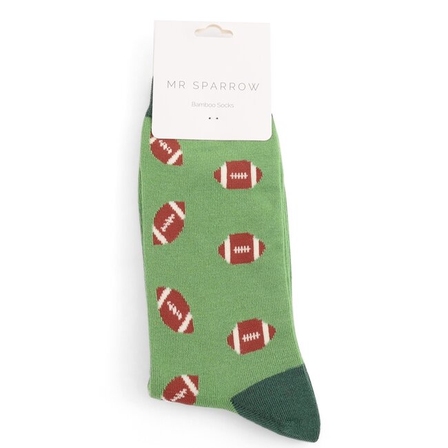 Männer-Socken Bamboo Rugby Balls green