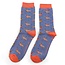 Mens Socks Bamboo Sausage Dog & Spots denim