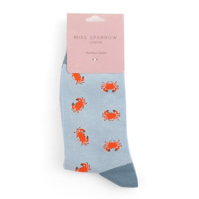 Miss Sparrow Socken Bamboo Crabs powder blue