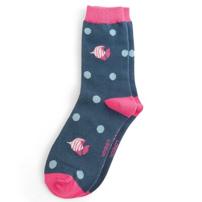 Miss Sparrow Socken Bamboo Tropical Fish navy