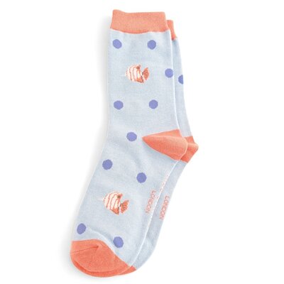 Miss Sparrow Socks Bamboo Tropical Fish powder blue