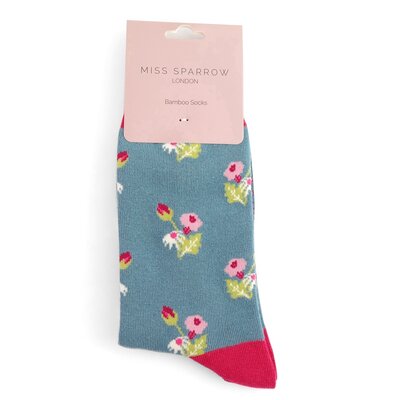 Miss Sparrow Socken Bamboo Mini Floral Denim