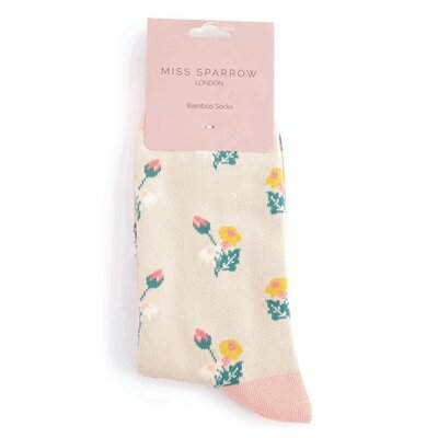 Miss Sparrow Socken Bamboo Mini Floral silver