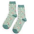 Miss Sparrow Socks Bamboo Mini Floral duck egg