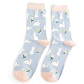 Miss Sparrow Socks Bamboo Bunnies & Daisies powder blue