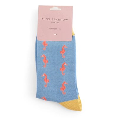 Miss Sparrow Socken Bamboo Seahorse powder blue