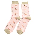 Miss Sparrow Socken Bamboo Sausage Dog & Spots dusky pink