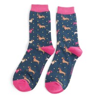 Miss Sparrow Socken Bamboo Sausage Dog & Spots navy