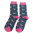 Miss Sparrow Socks Bamboo Sausage Dog & Spots navy