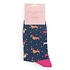 Miss Sparrow Socks Bamboo Sausage Dog & Spots navy