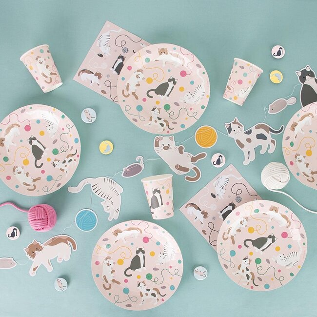Pappteller Set of  8 Cats