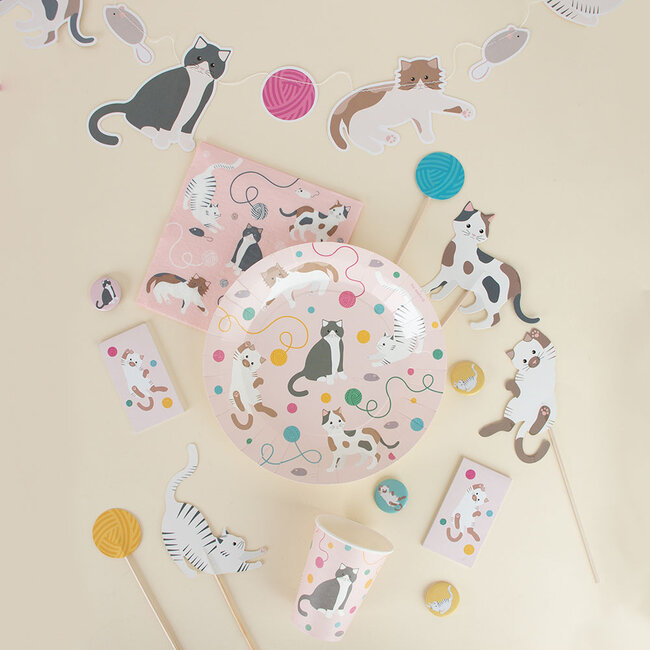 Pappteller Set of  8 Cats