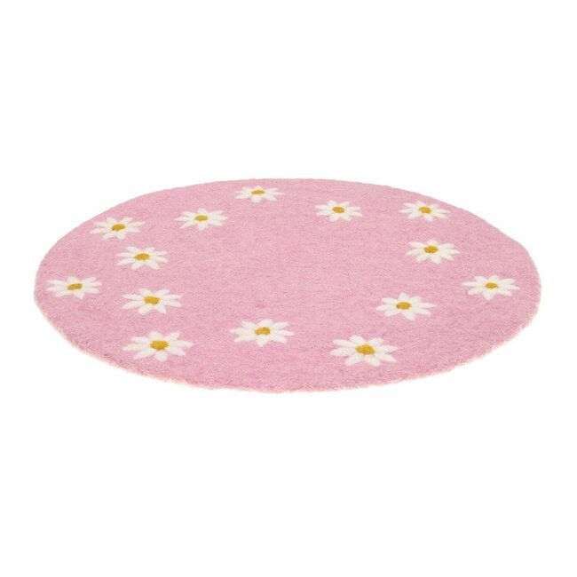 Felt Coaster 35 cm Margrietjes pink