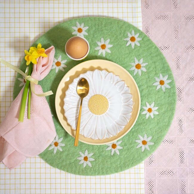 Filz-Untersetzer  35 cm Margrietjes green