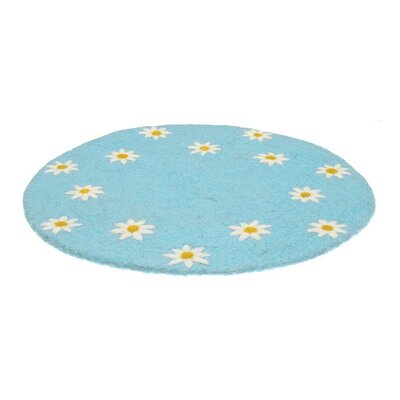 Sjaal met Verhaal Felt Coaster 35 cm Margrietjes turquoise