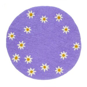Sjaal met Verhaal Felt Coaster 35 cm Margrietjes lila