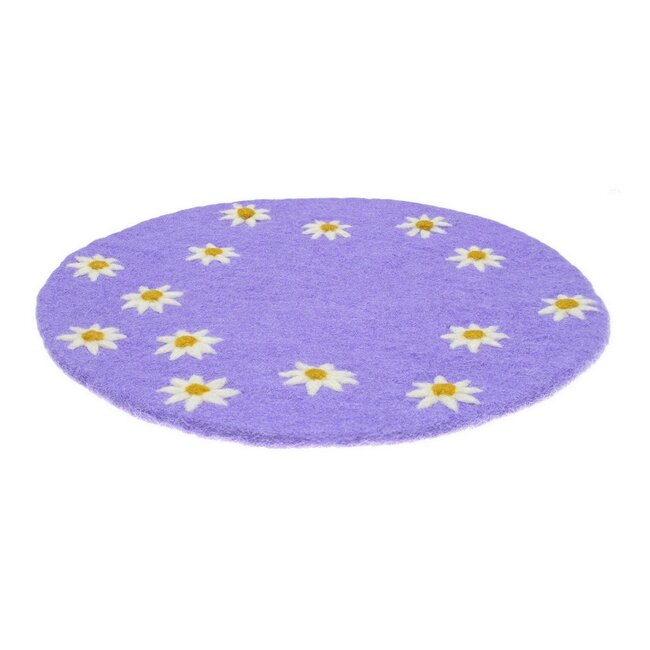 Felt Coaster 35 cm Margrietjes lila