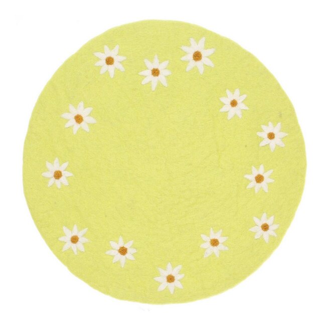 Felt Coaster 35 cm Margrietjes yellow