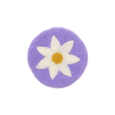 Sjaal met Verhaal Felt Coaster 20 cm Margrietjes lila