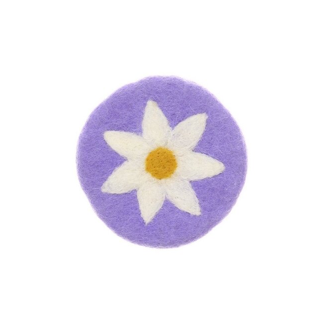 Felt Coaster 20 cm Margrietjes lila