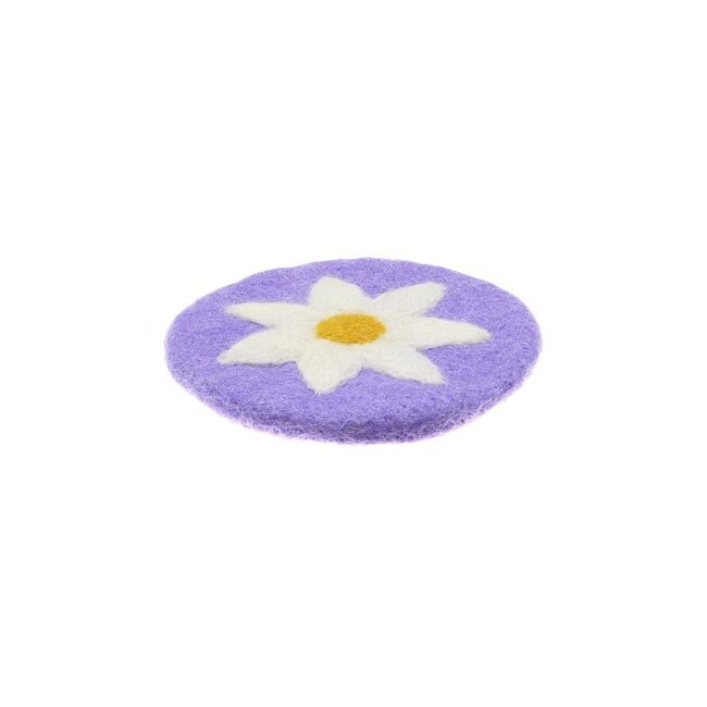 Felt Coaster 20 cm Margrietjes lila