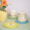 Sjaal met Verhaal Felt Coaster 20 cm Margrietjes yellow