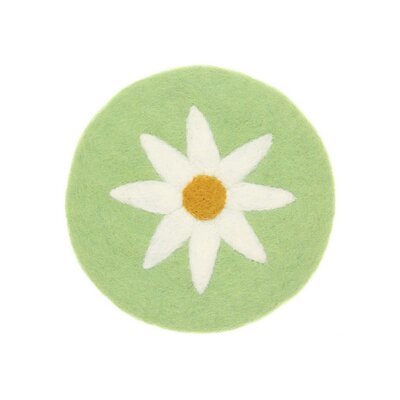 Sjaal met Verhaal Felt Coaster 20 cm Margrietjes green