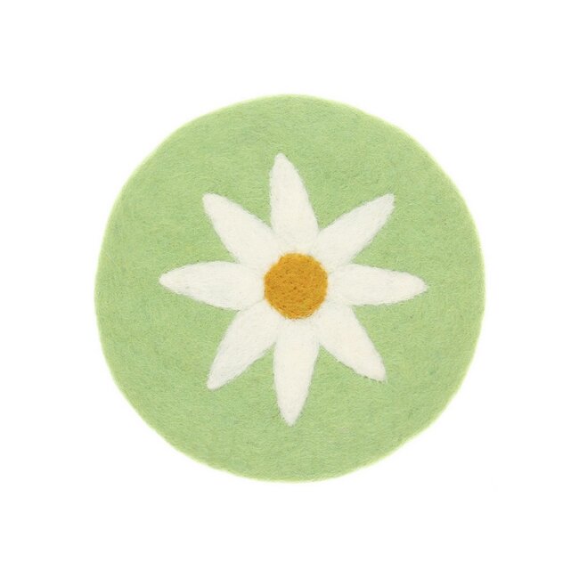 Filz-Untersetzer 20 cm Margrietjes green