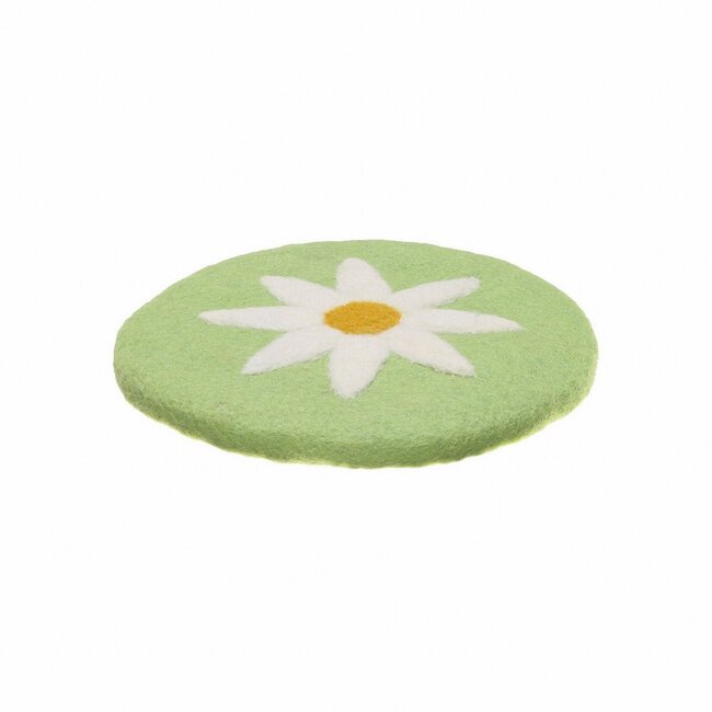 Filz-Untersetzer 20 cm Margrietjes green