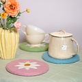 Sjaal met Verhaal Felt Coaster 20 cm Margrietjes pink