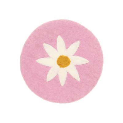 Sjaal met Verhaal Felt Coaster 20 cm Margrietjes pink