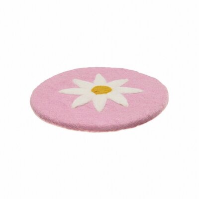 Sjaal met Verhaal Felt Coaster 20 cm Margrietjes pink