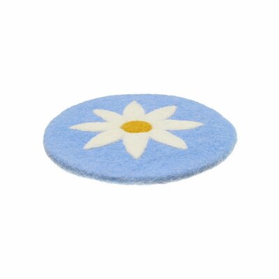 Sjaal met Verhaal Felt Coaster 20 cm Margrietjes blauw