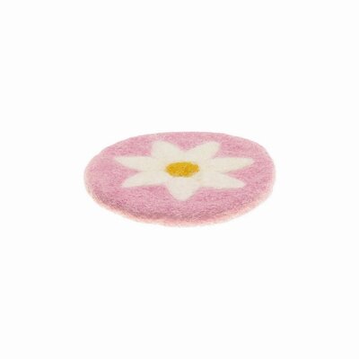 Sjaal met Verhaal Felt Coaster 10 cm Margrietjes pink (Set of 4)