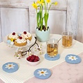 Sjaal met Verhaal Filz-Untersetzer 10 cm Margrietjes blue (Set of 4)